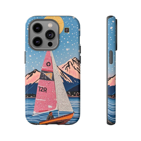 iPhone 14 | 14 Pro | 14 Plus | 14 Pro Max | 15 | 15 Pro | 15 Plus | 15 Pro Max β Aurora,Mountains,Sailboat,Whimsical β front-and-side