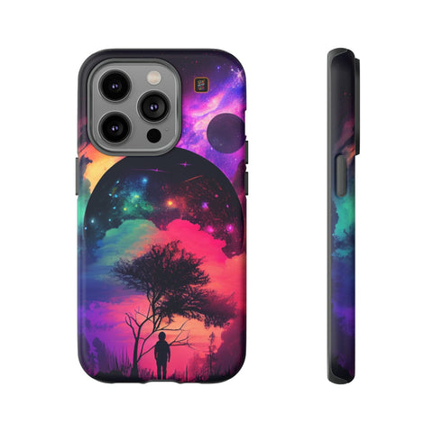 iPhone 14 | 14 Pro | 14 Plus | 14 Pro Max | 15 | 15 Pro | 15 Plus | 15 Pro Max – Dreamscape,Planet,Silhouette,Starrysky – front-and-side