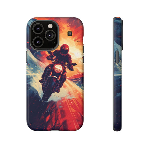 iPhone 14 | 14 Pro | 14 Plus | 14 Pro Max | 15 | 15 Pro | 15 Plus | 15 Pro Max β Adventure,Motorcycle,Sunset,Vector β front-and-side