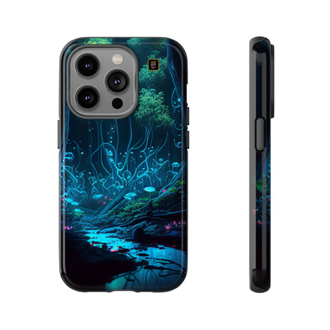 iPhone 14 | 14 Pro | 14 Plus | 14 Pro Max | 15 | 15 Pro | 15 Plus | 15 Pro Max β Bioluminescent,Enchanted,Forest,Mushrooms β front-and-side
