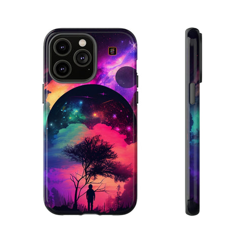 iPhone 14 | 14 Pro | 14 Plus | 14 Pro Max | 15 | 15 Pro | 15 Plus | 15 Pro Max – Dreamscape,Planet,Silhouette,Starrysky – front-and-side