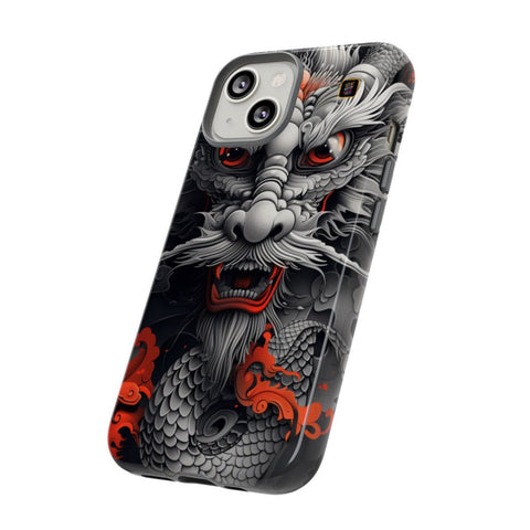 iPhone 14 | 14 Pro | 14 Plus | 14 Pro Max | 15 | 15 Pro | 15 Plus | 15 Pro Maxβ Dragon,Fantasy,RedAccents,SakugaStyle β side