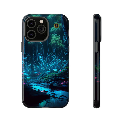 iPhone 14 | 14 Pro | 14 Plus | 14 Pro Max | 15 | 15 Pro | 15 Plus | 15 Pro Max β Bioluminescent,Enchanted,Forest,Mushrooms β front-and-side