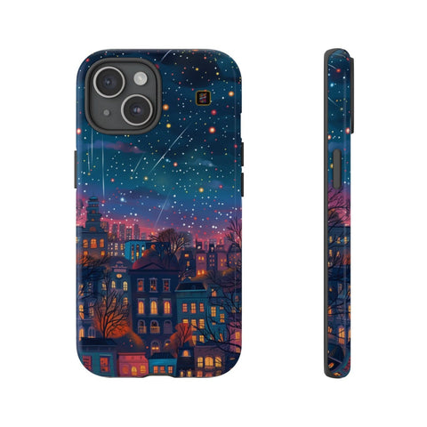 iPhone 14 | 14 Pro | 14 Plus | 14 Pro Max | 15 | 15 Pro | 15 Plus | 15 Pro Max β Buildings,GlowingNight,ShootingStars,Trees β front-and-side