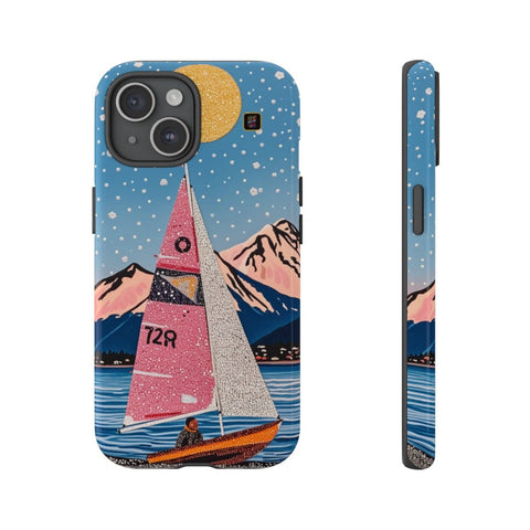 iPhone 14 | 14 Pro | 14 Plus | 14 Pro Max | 15 | 15 Pro | 15 Plus | 15 Pro Max β Aurora,Mountains,Sailboat,Whimsical β front-and-side