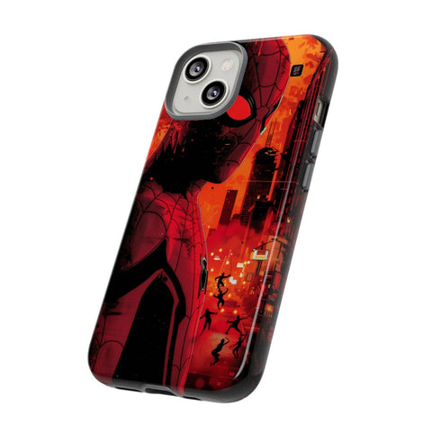 iPhone 14 | 14 Pro | 14 Plus | 14 Pro Max | 15 | 15 Pro | 15 Plus | 15 Pro Max– Bright,Cityscape,Spiderman,Symmetry – side