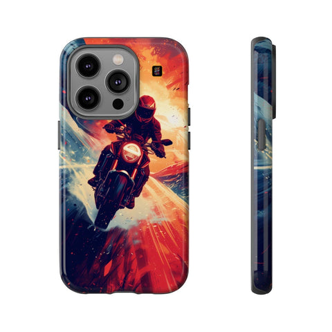 iPhone 14 | 14 Pro | 14 Plus | 14 Pro Max | 15 | 15 Pro | 15 Plus | 15 Pro Max β Adventure,Motorcycle,Sunset,Vector β front-and-side