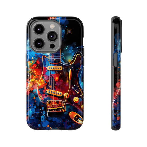 iPhone 14 | 14 Pro | 14 Plus | 14 Pro Max | 15 | 15 Pro | 15 Plus | 15 Pro Max – Abstract,ElectricGuitar,GraffitiArt,Vibrant – front-and-side
