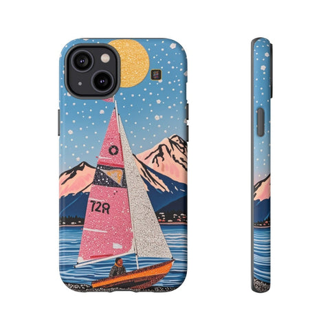 iPhone 14 | 14 Pro | 14 Plus | 14 Pro Max | 15 | 15 Pro | 15 Plus | 15 Pro Max β Aurora,Mountains,Sailboat,Whimsical β front-and-side