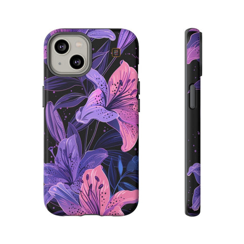 iPhone 14 | 14 Pro | 14 Plus | 14 Pro Max | 15 | 15 Pro | 15 Plus | 15 Pro Max β DarkFantasy,Floral,Intricate,Lilies β front-and-side