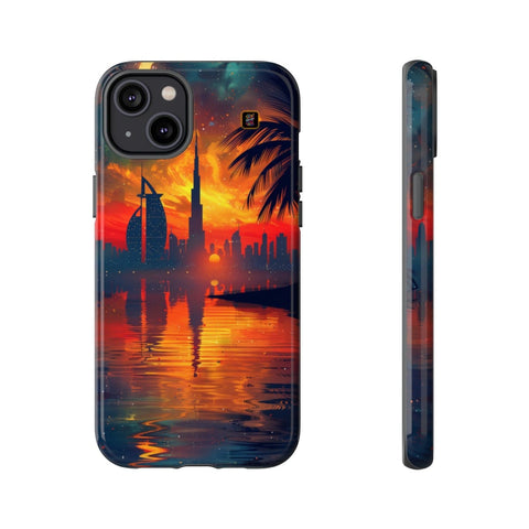 iPhone 14 | 14 Pro | 14 Plus | 14 Pro Max | 15 | 15 Pro | 15 Plus | 15 Pro Max β Crescent,DubaiSkyline,PalmTree,SunsetReflection β front-and-side