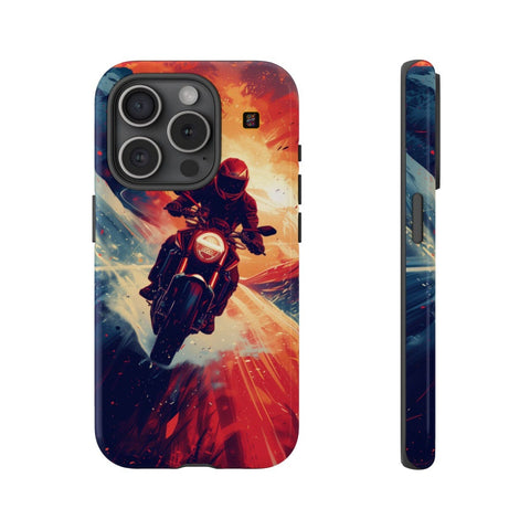 iPhone 14 | 14 Pro | 14 Plus | 14 Pro Max | 15 | 15 Pro | 15 Plus | 15 Pro Max β Adventure,Motorcycle,Sunset,Vector β front-and-side