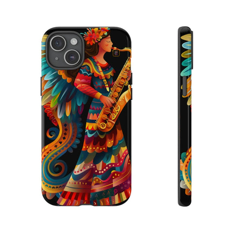 iPhone 14 | 14 Pro | 14 Plus | 14 Pro Max | 15 | 15 Pro | 15 Plus | 15 Pro Max β Angel,Folkart,Saxophone,Vibrant β front-and-side