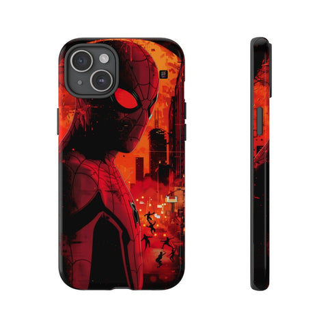 iPhone 14 | 14 Pro | 14 Plus | 14 Pro Max | 15 | 15 Pro | 15 Plus | 15 Pro Max – Bright,Cityscape,Spiderman,Symmetry – front-and-side