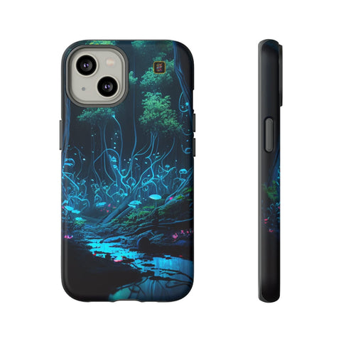 iPhone 14 | 14 Pro | 14 Plus | 14 Pro Max | 15 | 15 Pro | 15 Plus | 15 Pro Max β Bioluminescent,Enchanted,Forest,Mushrooms β front-and-side