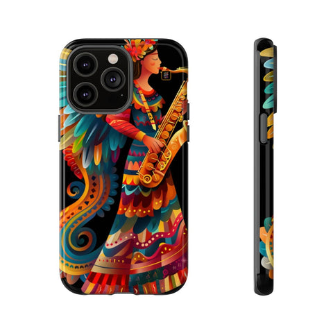 iPhone 14 | 14 Pro | 14 Plus | 14 Pro Max | 15 | 15 Pro | 15 Plus | 15 Pro Max β Angel,Folkart,Saxophone,Vibrant β front-and-side