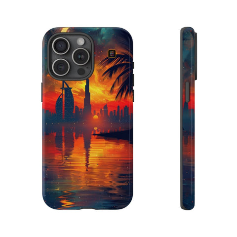 iPhone 14 | 14 Pro | 14 Plus | 14 Pro Max | 15 | 15 Pro | 15 Plus | 15 Pro Max β Crescent,DubaiSkyline,PalmTree,SunsetReflection β front-and-side