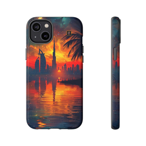 iPhone 14 | 14 Pro | 14 Plus | 14 Pro Max | 15 | 15 Pro | 15 Plus | 15 Pro Max β Crescent,DubaiSkyline,PalmTree,SunsetReflection β front-and-side