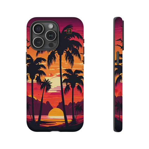 iPhone 14 | 14 Pro | 14 Plus | 14 Pro Max | 15 | 15 Pro | 15 Plus | 15 Pro Max – Beachscape,Dawn,PalmTrees,Tropical – front-and-side