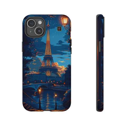 iPhone 14 | 14 Pro | 14 Plus | 14 Pro Max | 15 | 15 Pro | 15 Plus | 15 Pro Max – EiffelTower,Nightlife,ParisianRomance,Streetlamp – front-and-side