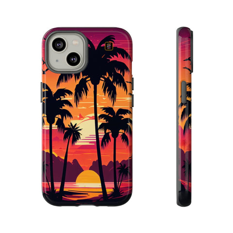 iPhone 14 | 14 Pro | 14 Plus | 14 Pro Max | 15 | 15 Pro | 15 Plus | 15 Pro Max– Beachscape,Dawn,PalmTrees,Tropical – front-and-side
