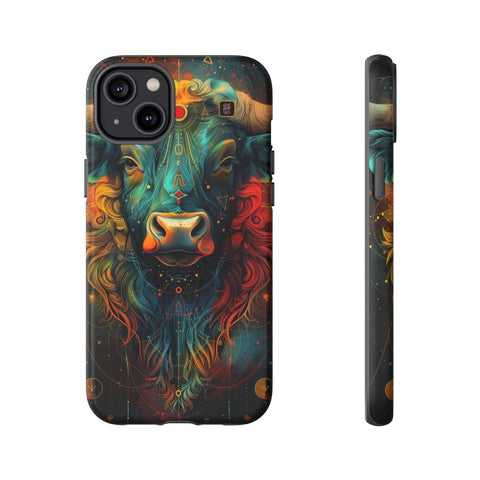 iPhone 14 | 14 Pro | 14 Plus | 14 Pro Max | 15 | 15 Pro | 15 Plus | 15 Pro Max – Astrology,Bull,Colorful,Taurus – front-and-side