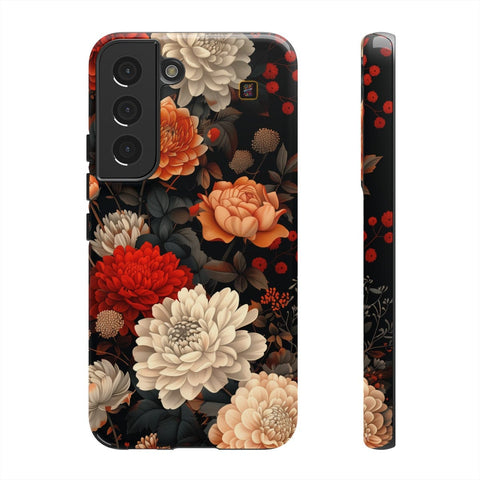 Galaxy S22 | S22 Plus | S22 Ultra | S23 | S23 Plus | S23 Ultra | S24 | S24 Plus | S24 Ultra– CherryBlossoms,Chrysanthemums,FloralWallpaper,IntricateDesign – front-and-side