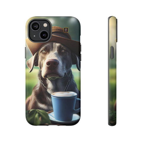 iPhone 14 | 14 Pro | 14 Plus | 14 Pro Max | 15 | 15 Pro | 15 Plus | 15 Pro Max – Backyard,Coffee,Hat,Relaxation – front-and-side