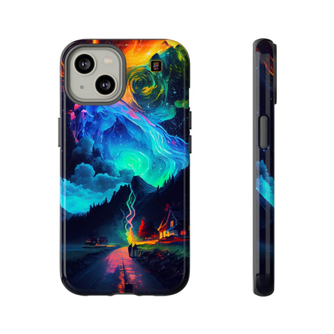 iPhone 14 | 14 Pro | 14 Plus | 14 Pro Max | 15 | 15 Pro | 15 Plus | 15 Pro Max– Enchanted,Mountains,StarrySky,Vibrant – front-and-side