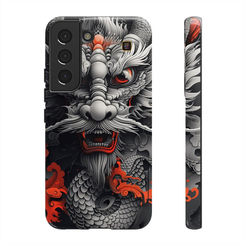 Galaxy S22 | S22 Plus | S22 Ultra | S23 | S23 Plus | S23 Ultra | S24 | S24 Plus | S24 Ultra– Dragon,Fantasy,RedAccents,SakugaStyle – front-and-side