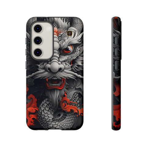 Galaxy S22 | S22 Plus | S22 Ultra | S23 | S23 Plus | S23 Ultra | S24 | S24 Plus | S24 Ultra – Dragon,Fantasy,RedAccents,SakugaStyle – front-and-side