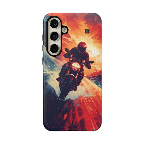 Galaxy S22 | S22 Plus | S22 Ultra | S23 | S23 Plus | S23 Ultra | S24 | S24 Plus | S24 Ultra – Adventure,Motorcycle,Sunset,Vector – front