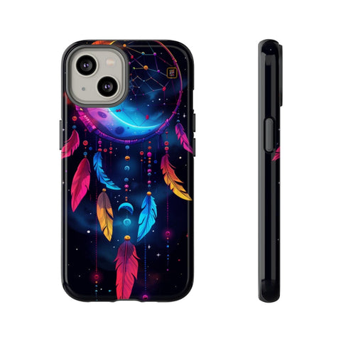 iPhone 14 | 14 Pro | 14 Plus | 14 Pro Max | 15 | 15 Pro | 15 Plus | 15 Pro Max– Colorful,Dreamcatcher,Moonlight,Nightsky – front-and-side