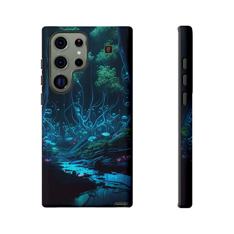 Galaxy S22 | S22 Plus | S22 Ultra | S23 | S23 Plus | S23 Ultra – Bioluminescent,Enchanted,Forest,Mushrooms – front-and-side