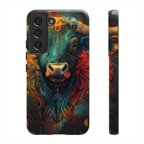 Galaxy S22 | S22 Plus | S22 Ultra | S23 | S23 Plus | S23 Ultra | S24 | S24 Plus | S24 Ultra– Astrology,Bull,Colorful,Taurus – front-and-side