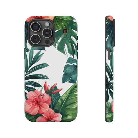 iPhone 14 | 14 Pro | 14 Plus | 14 Pro Max | 15 | 15 Pro | 15 Plus | 15 Pro Max – Botanical,Floral,Hibiscus,Tropical – front-and-side