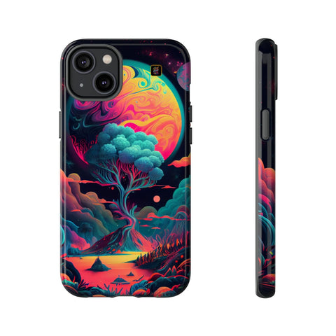 iPhone 14 | 14 Pro | 14 Plus | 14 Pro Max | 15 | 15 Pro | 15 Plus | 15 Pro Max – Artistic,CosmicTree,Harmony,Vibrant – front-and-side