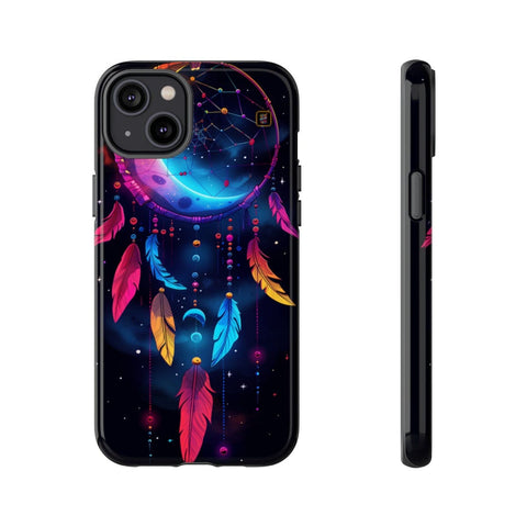 iPhone 14 | 14 Pro | 14 Plus | 14 Pro Max | 15 | 15 Pro | 15 Plus | 15 Pro Max – Colorful,Dreamcatcher,Moonlight,Nightsky – front-and-side