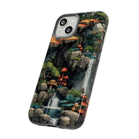 iPhone 14 | 14 Pro | 14 Plus | 14 Pro Max | 15 | 15 Pro | 15 Plus | 15 Pro Max– Enchanted,Island,Mushrooms,Waterfalls – side