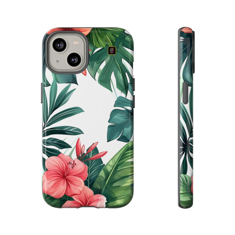 iPhone 14 | 14 Pro | 14 Plus | 14 Pro Max | 15 | 15 Pro | 15 Plus | 15 Pro Max– Botanical,Floral,Hibiscus,Tropical – front-and-side