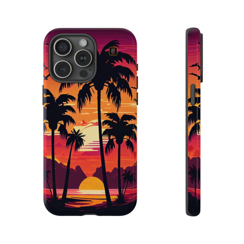 iPhone 14 | 14 Pro | 14 Plus | 14 Pro Max | 15 | 15 Pro | 15 Plus | 15 Pro Max – Beachscape,Dawn,PalmTrees,Tropical – front-and-side