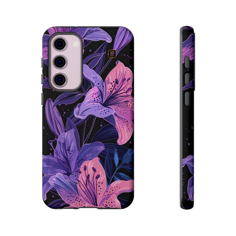 Galaxy S22 | S22 Plus | S22 Ultra | S23 | S23 Plus | S23 Ultra | S24 | S24 Plus | S24 Ultra – DarkFantasy,Floral,Intricate,Lilies – front-and-side