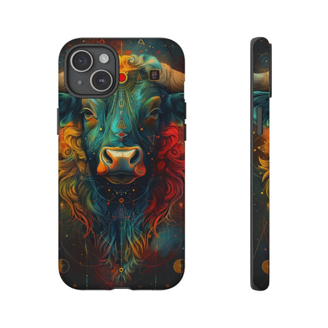 iPhone 14 | 14 Pro | 14 Plus | 14 Pro Max | 15 | 15 Pro | 15 Plus | 15 Pro Max – Astrology,Bull,Colorful,Taurus – front-and-side