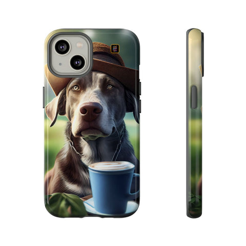 iPhone 14 | 14 Pro | 14 Plus | 14 Pro Max | 15 | 15 Pro | 15 Plus | 15 Pro Max– Backyard,Coffee,Hat,Relaxation – front-and-side