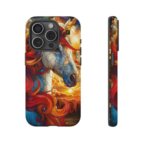 iPhone 14 | 14 Pro | 14 Plus | 14 Pro Max | 15 | 15 Pro | 15 Plus | 15 Pro Max – Enchantment,Fantasy,StainedGlass,Unicorn – front-and-side