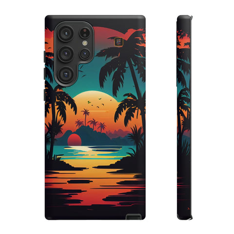 Galaxy S22 | S22 Plus | S22 Ultra | S23 | S23 Plus | S23 Ultra – Beachscape,ColorfulSunrise,PalmTrees,TropicalParadise – front-and-side