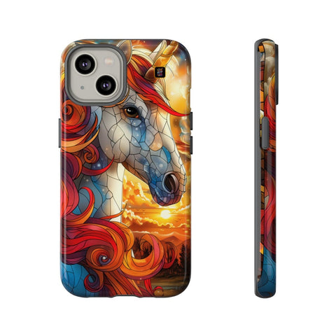 iPhone 14 | 14 Pro | 14 Plus | 14 Pro Max | 15 | 15 Pro | 15 Plus | 15 Pro Max– Enchantment,Fantasy,StainedGlass,Unicorn – front-and-side