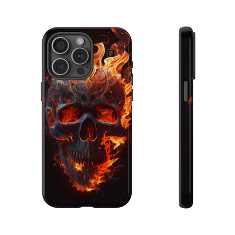 iPhone 14 | 14 Pro | 14 Plus | 14 Pro Max | 15 | 15 Pro | 15 Plus | 15 Pro Max – Blaze,FieryArtwork,Skull,VisualSpectacle – front-and-side