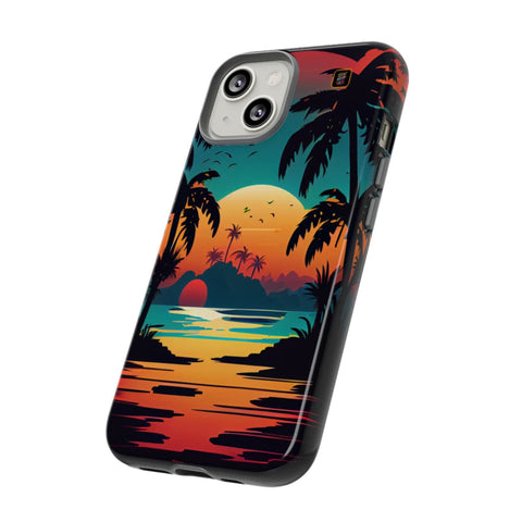 iPhone 14 | 14 Pro | 14 Plus | 14 Pro Max | 15 | 15 Pro | 15 Plus | 15 Pro Max– Beachscape,ColorfulSunrise,PalmTrees,TropicalParadise – side
