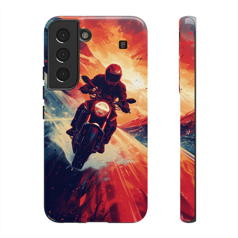Galaxy S22 | S22 Plus | S22 Ultra | S23 | S23 Plus | S23 Ultra | S24 | S24 Plus | S24 Ultra– Adventure,Motorcycle,Sunset,Vector – front-and-side